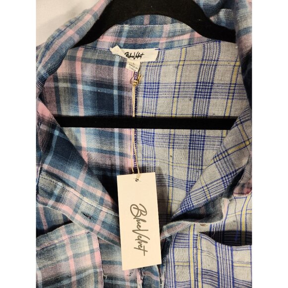 NWT Blue Velvet Womens Shirt Button Up Unique Mixed Pattern Boho Western L - Picture 2 of 6